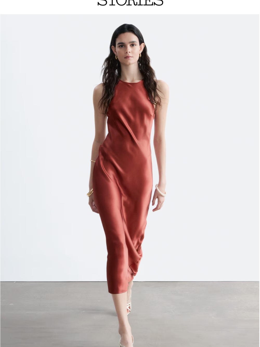 & Other Stories Sleeveless Satin Midi in Pastel Yellow